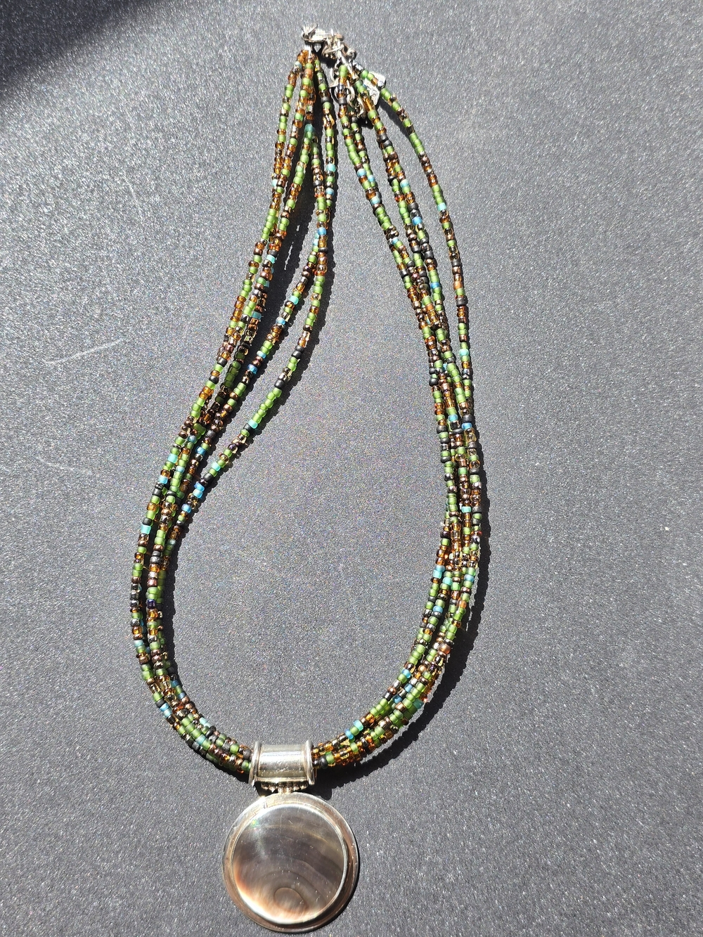 Vintage Peyote Bird Necklace 925 Silver